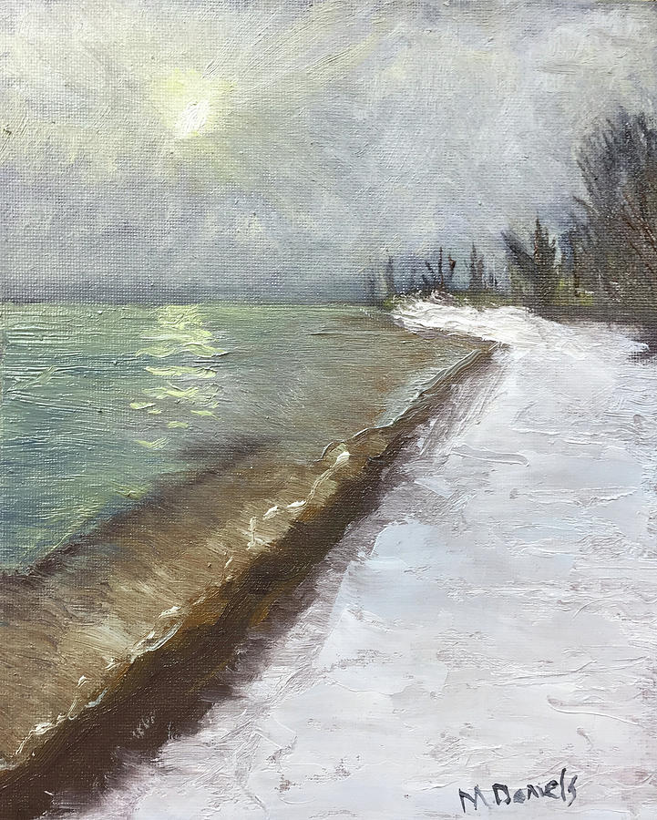 Lake Huron Winter Beach Painting by Michael Daniels
