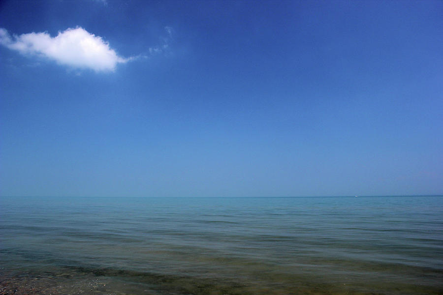 Lake Huron with One Cloud Photograph by Mary Bedy