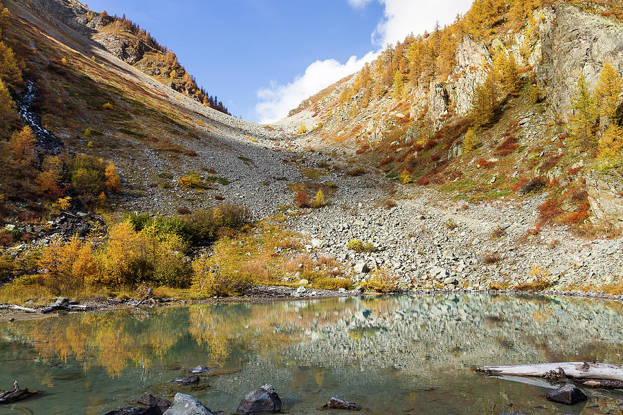 Lake in Autumn - 4 - French Alps Photograph by Paul MAURICE