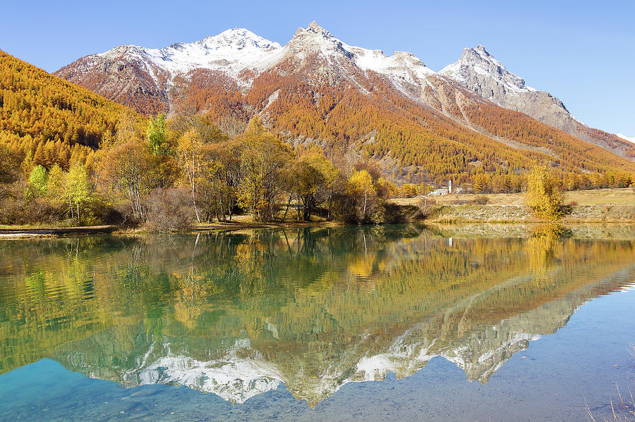 Lake in Autumn - French Alps Photograph by Paul MAURICE