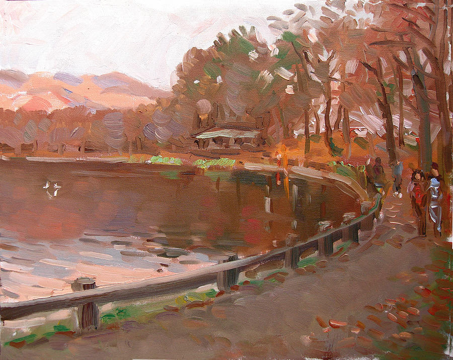 Fall Painting - Lake in Bear Mountin by Ylli Haruni
