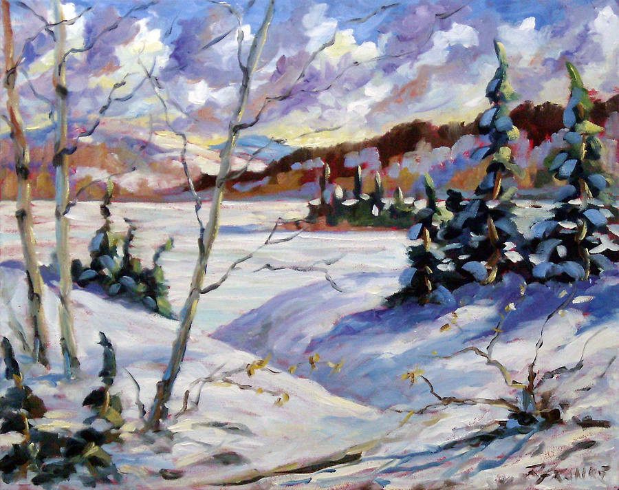 Lake in winter Painting by Prankearts - Fine Art America