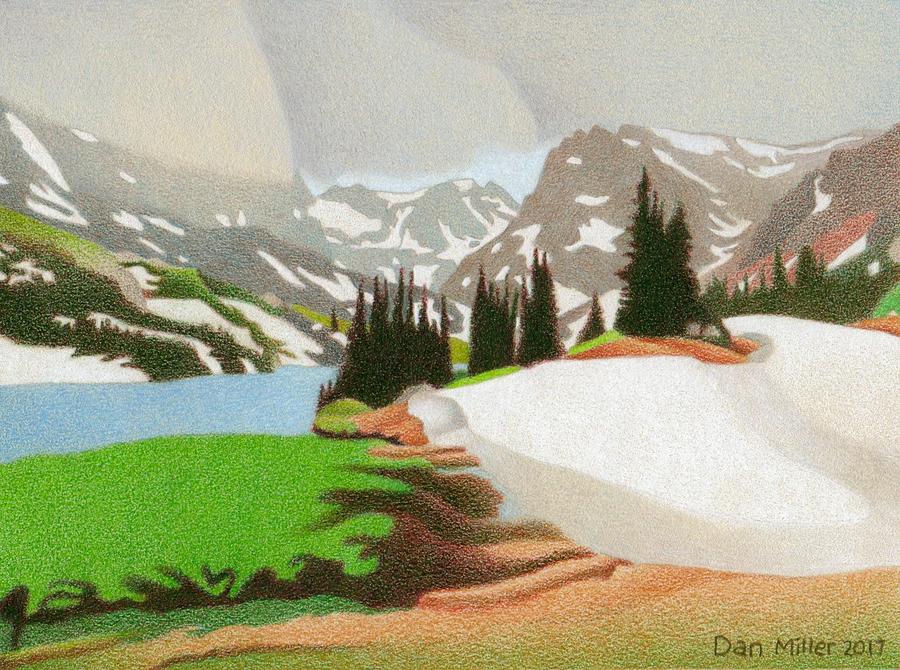 Lake Isabelle Storm Drawing by Dan Miller