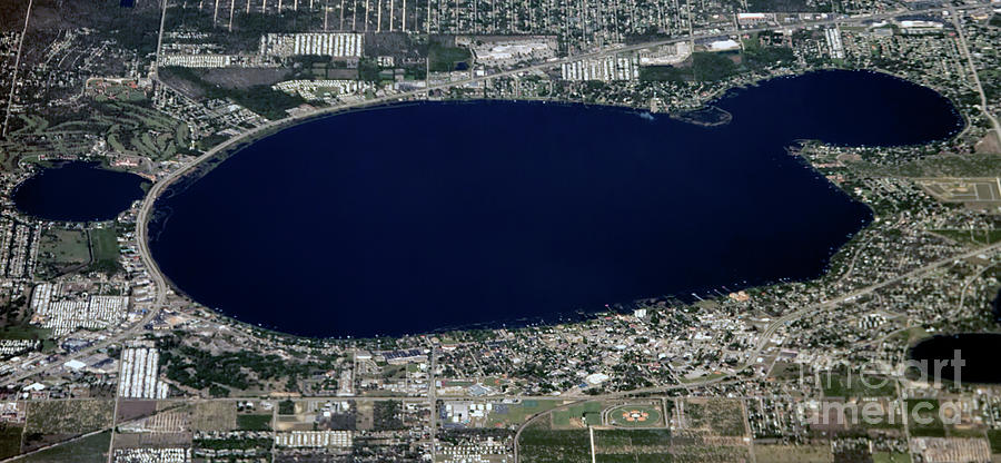 Lake Jackson in Sebring, Florida Aerial Photo Photograph by David Oppenheimer