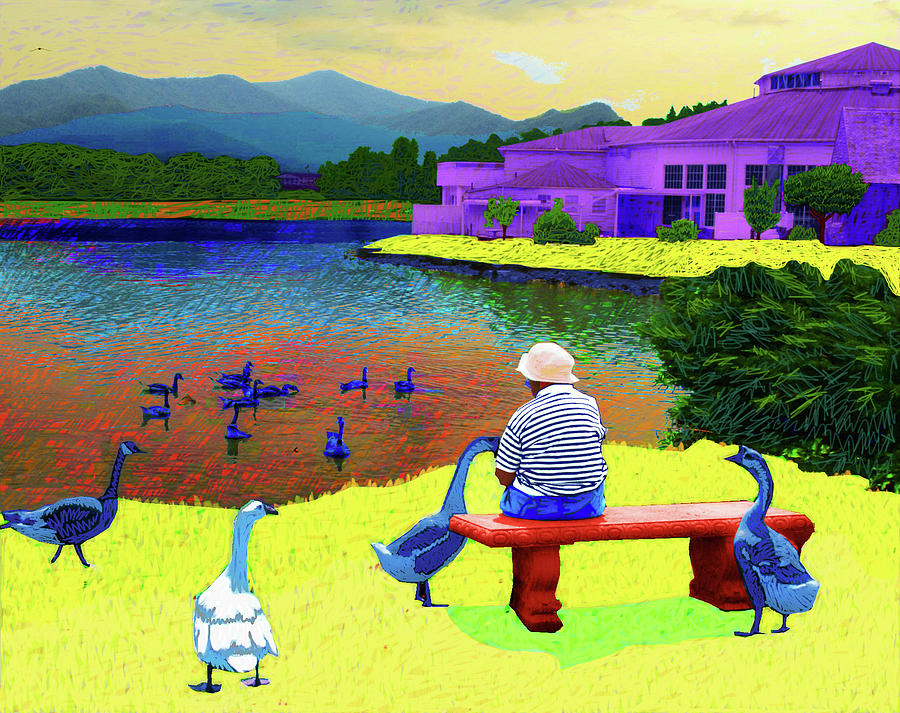 Lake Junaluska Geese Digital Art by Rod Whyte