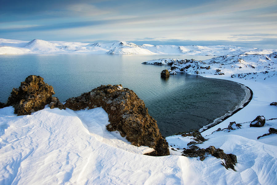 Lake Kleifarvatn Iceland in winter Photograph by Matthias Hauser