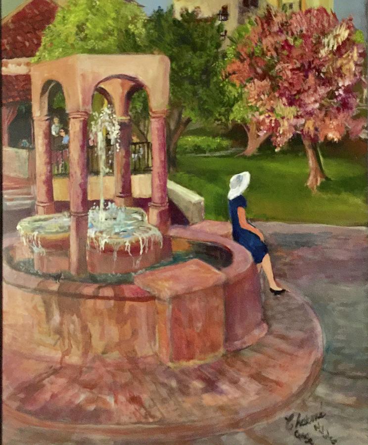 Lake Las Vegas Fountain Painting by Charme Curtin