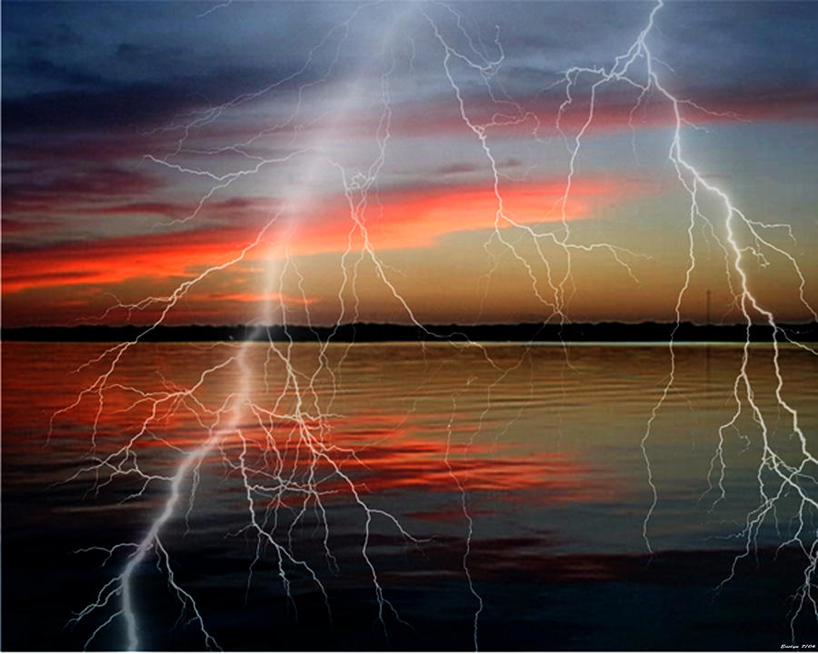 Lake lighting Digital Art by Evelyn Patrick