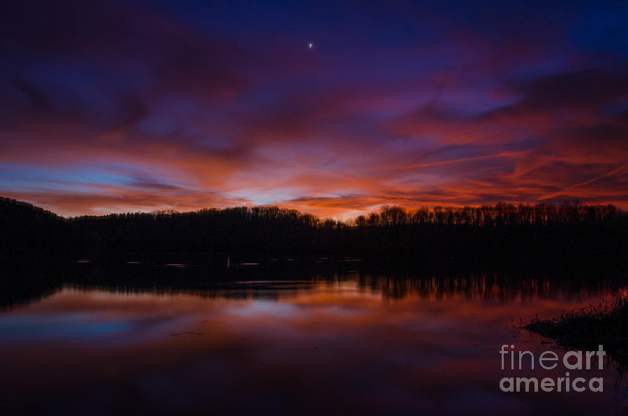 Sunset Photograph - Lake Logan Sunset, Ohio by Ina Kratzsch