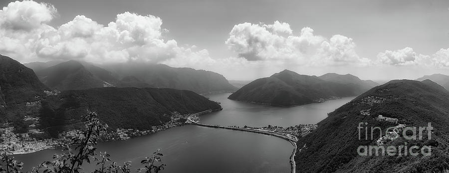 Lake Lugano Switzerland in Black and White Photograph by Alissa Beth Photography