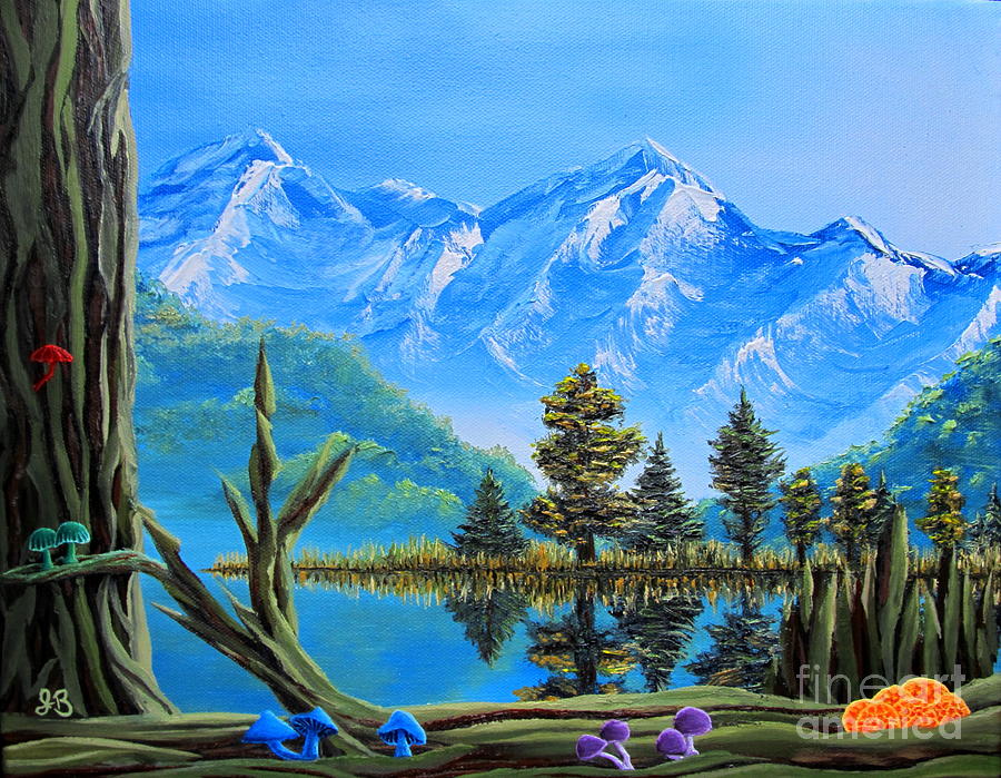 Lake Matheson Mushrooms Painting by Joshua Bales