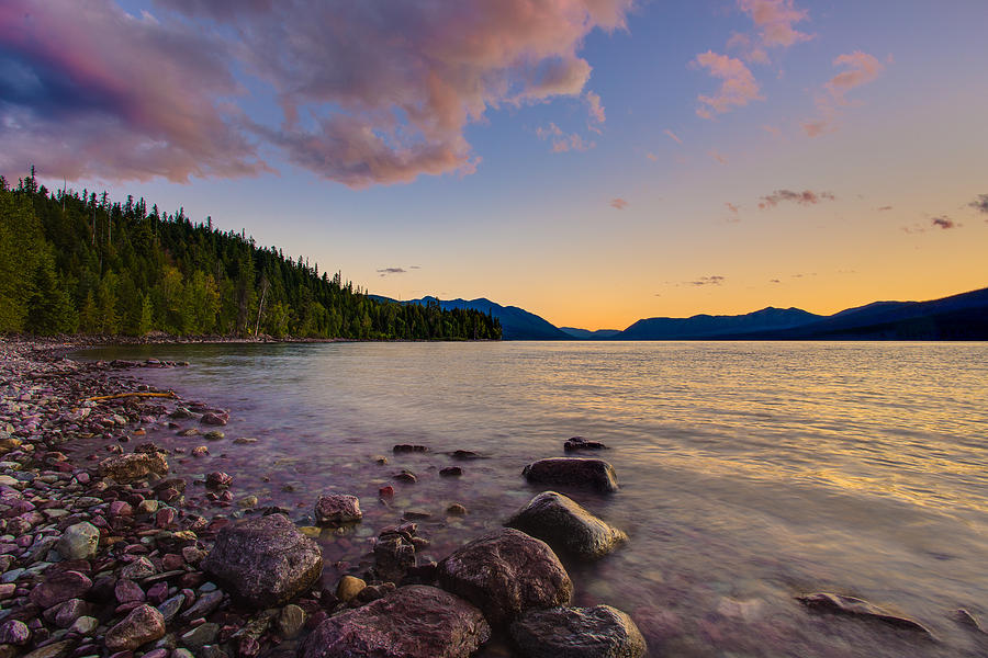 Glacier National Park Photograph - Lake McDonald at Sunset Horizontal by Adam Mateo Fierro