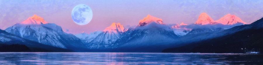 Nature Painting - Lake Mcdonald Poster 3 by Celestial Images