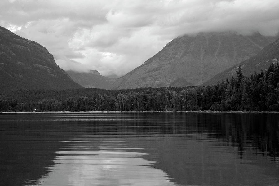 Lake McDonald Reflection Black and White 02 Photograph by Bruce Gourley