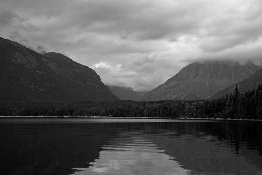 Lake McDonald Reflection Black and White Photograph by Bruce Gourley