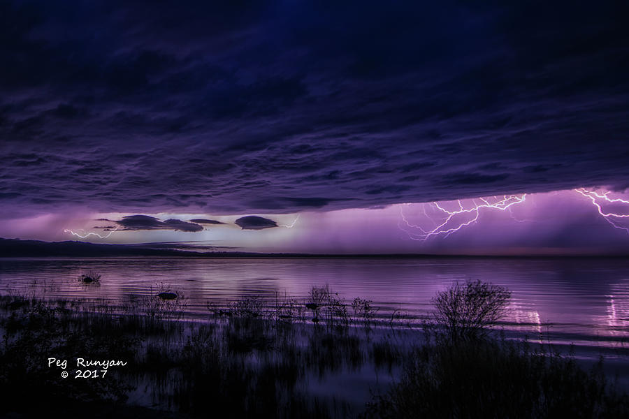 Lake Michigan Lightning Photograph by Peg Runyan