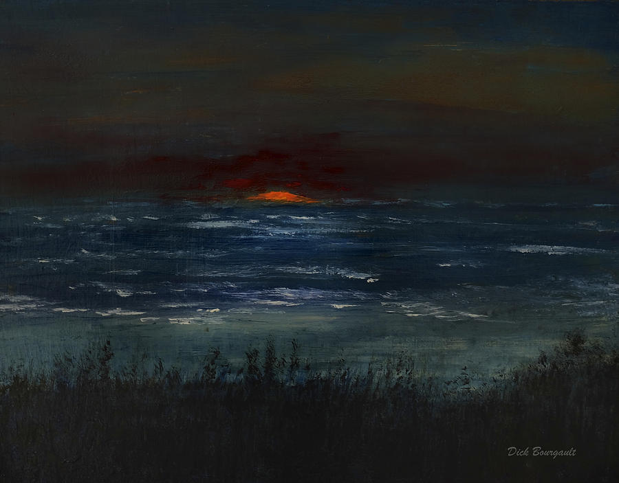 Lake Michigan Sunset Painting by Dick Bourgault
