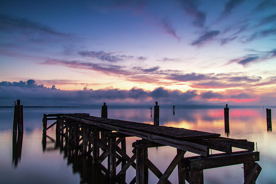 Lake Monroe Dock at Sunrise Photograph by Stefan Mazzola