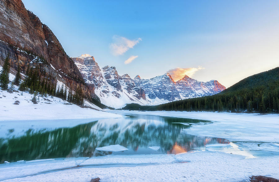 Sunset Photograph - Lake Moraine Sunset by Russell Pugh
