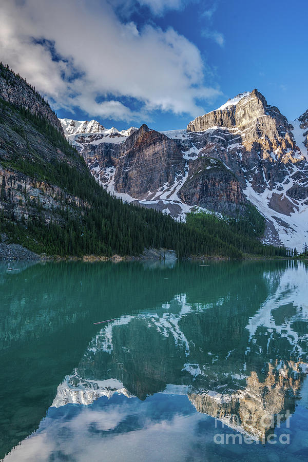 Lake Moraine Valley of the Ten Peaks Reflection Photograph by Mike Reid