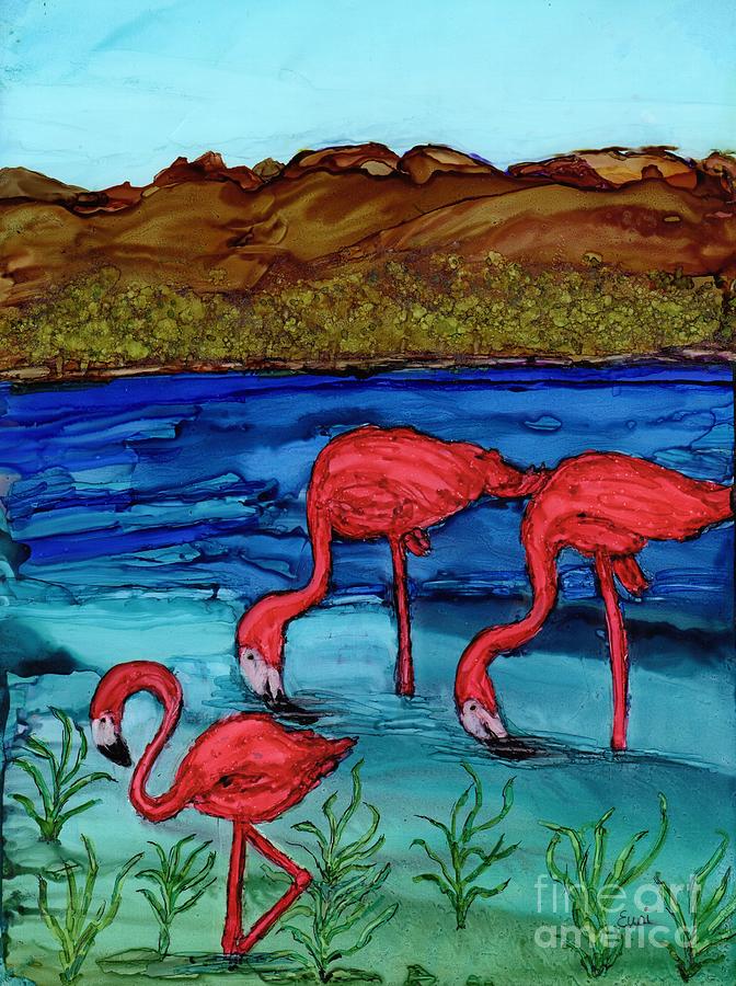 Lake Nakuru Flamingos Painting by Eunice Warfel