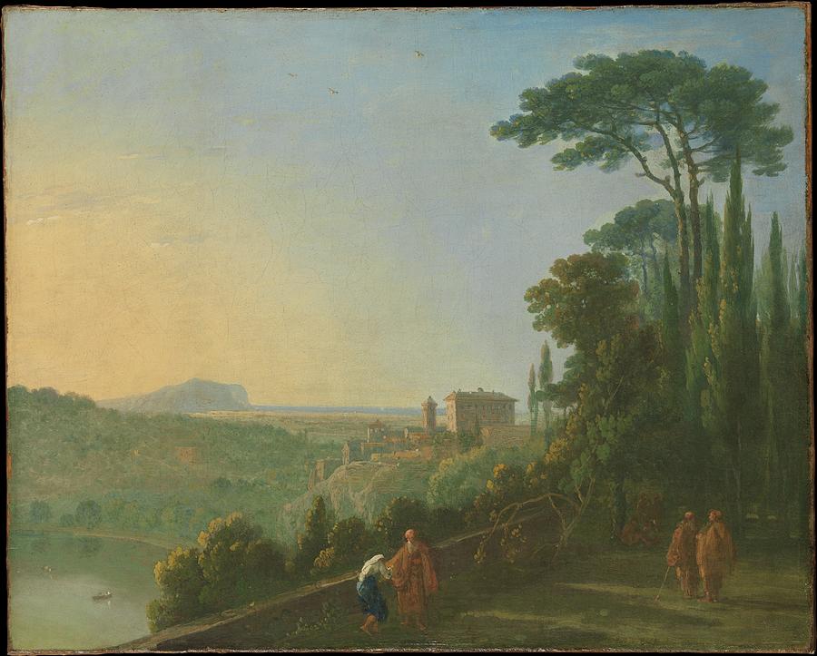 Lake Nemi and Genzano from the Terrace of the Capuchin Monastery Painting by Richard Wilson