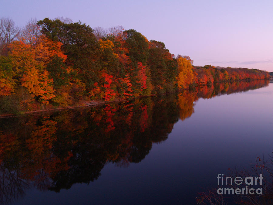 Fall Photograph - Lake Nockamixon Twilight Reflection in Autumn by Anna Lisa Yoder