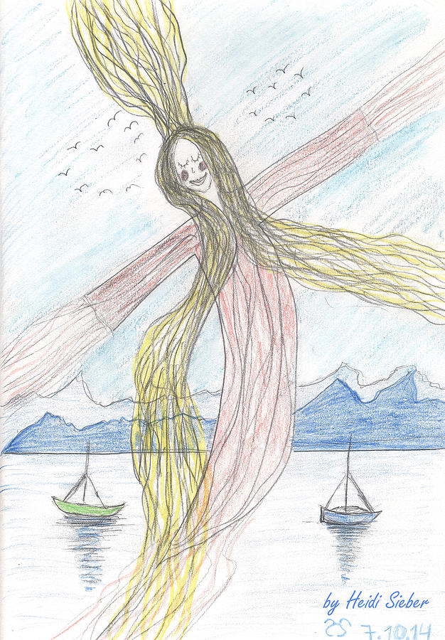 Lake nymph rising Drawing by Heidi Sieber