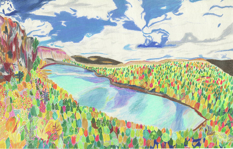 Nature Drawing - Lake of the Clouds  by Merrill Mitchell