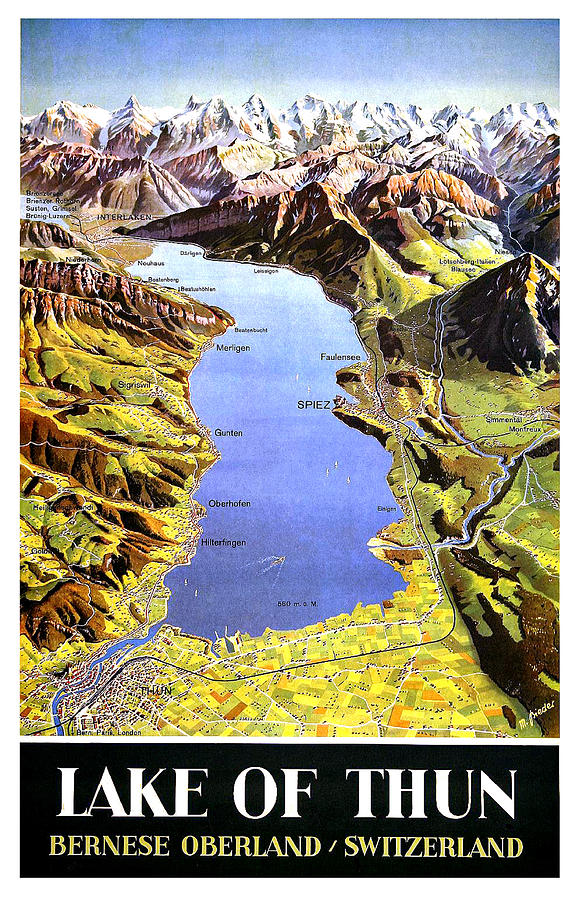 Mountain Painting - Lake of Thun, Bernese Oberland, Switzerland by Long Shot