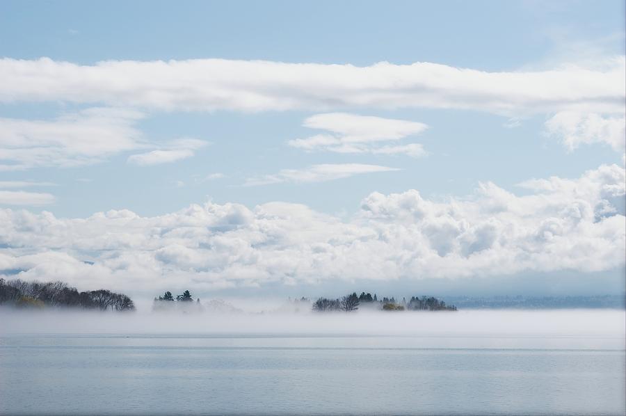 Lake Okanagan Fog and Clouds Photograph by Allan Van Gasbeck