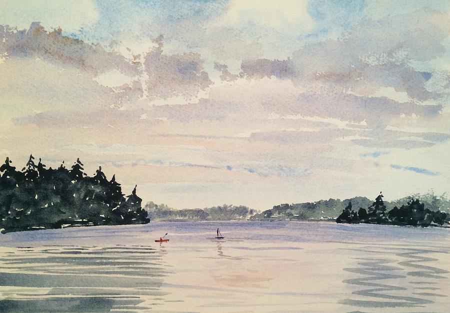 Lake Paddling Painting by Robert Fugate