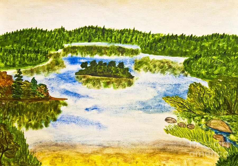 Lake, painting Painting by Irina Afonskaya
