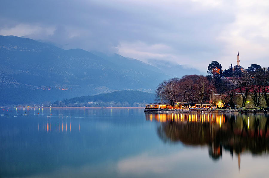 Lake Pamvotida and the Fethiye Mosque Photograph by Fabrizio Troiani