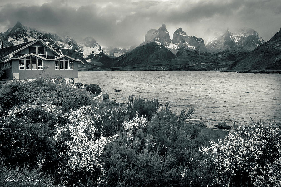 Lake Pehoe in Black and White Photograph by Andrew Matwijec