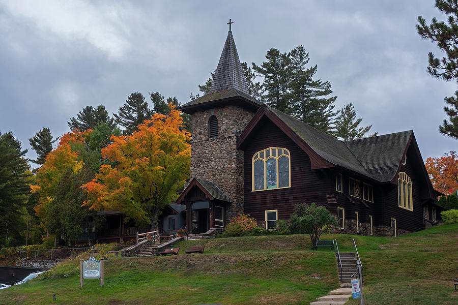 Lake Placid NY Church in Autumn New York Photograph by Toby McGuire