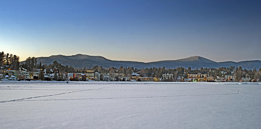 Winter Photograph - Lake Placid Village on Mirror Lake in Upstate New York by Brendan Reals