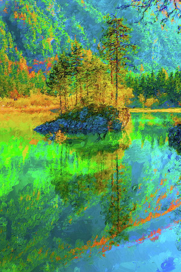 Lake Reflection Digital Art by MS Fineart Creations