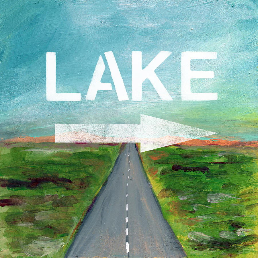 Nature Painting - Lake Road- Art by Linda Woods by Linda Woods
