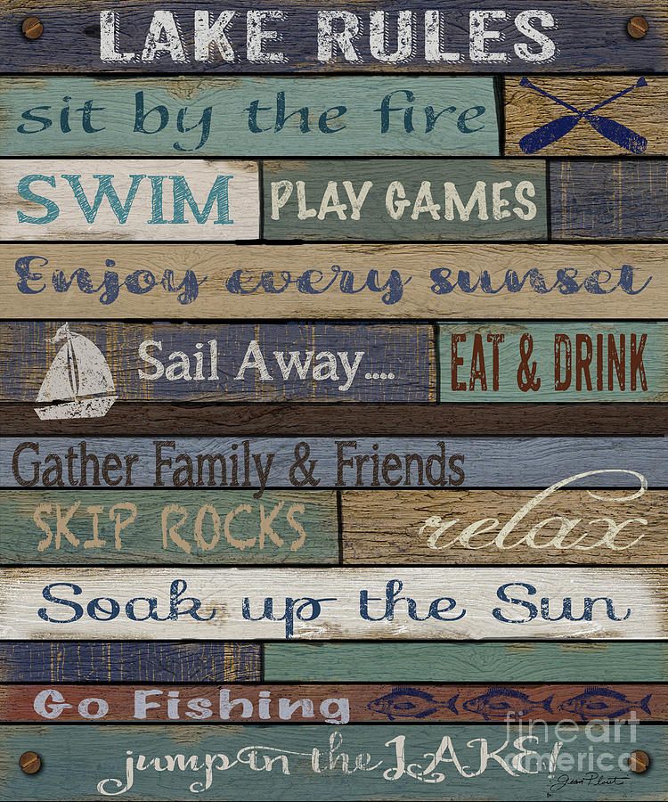Lake Rules On Wood Digital Art by Jean Plout
