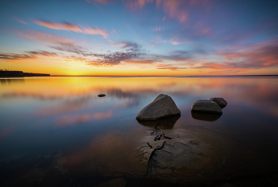 Sunset Photograph - Lake Sakakawea Sunset 6 by Jack Lefor