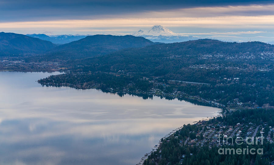 Lake Sammamish Towards Issaquah and Rainier Photograph by Mike Reid