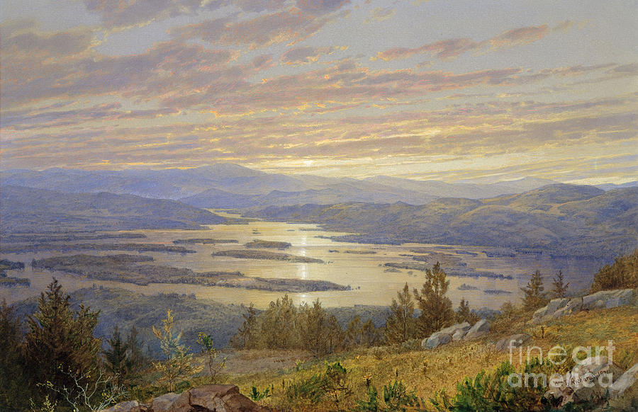 Lake Squam from Red Hill, 1874 Painting by William Trost Richards