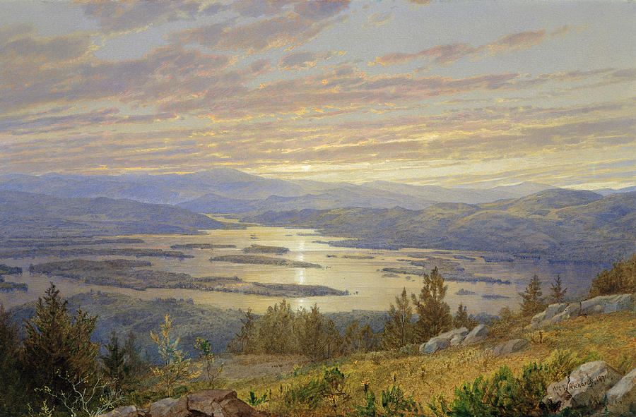 Lake Squam from Red Hill Painting by William Trost Richards