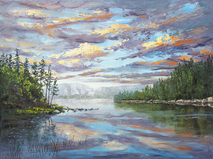 LAKE SUNSET, Acadia National Park, ME Painting by Elaine Farmer