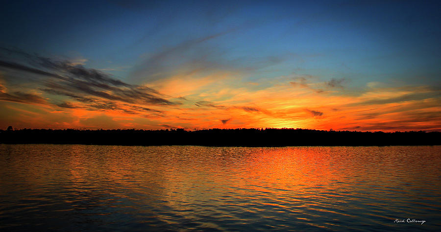 Lake Oconee Sunset Light Reflections Landscape Art Photograph by Reid Callaway