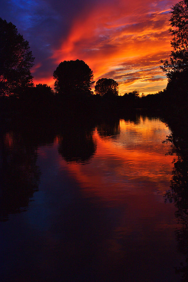 Sunset Photograph - Lake Sunset Reflections by Jeremy Hayden