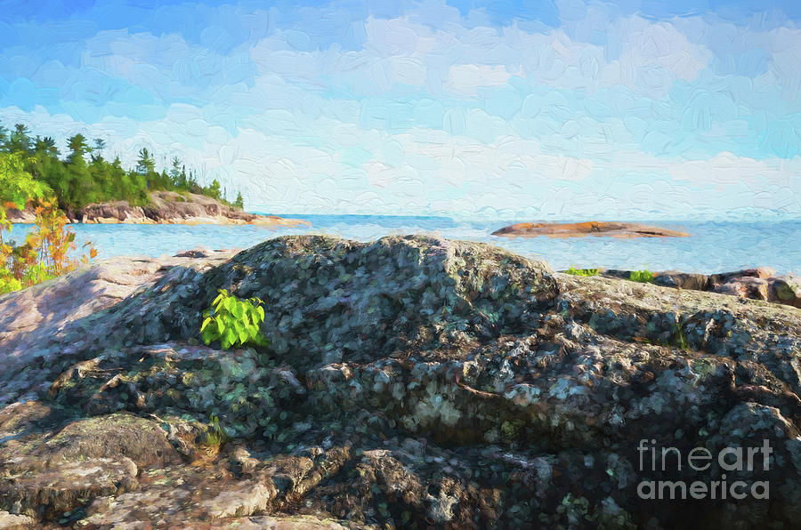 Lake Superior North Shore Rocks Digital Art by Les Palenik