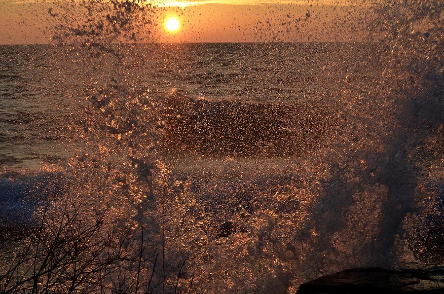 Lake Superior Splash at Sunrise Photograph by Hella Buchheim
