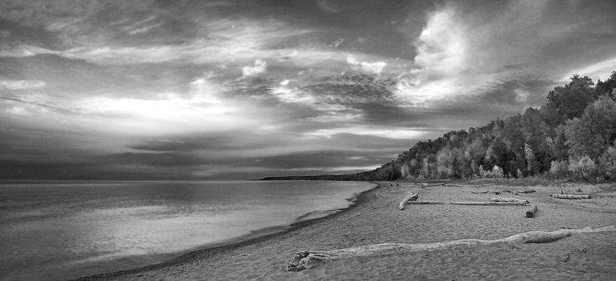 Lake Superior Vista black and white Photograph by Leda Robertson
